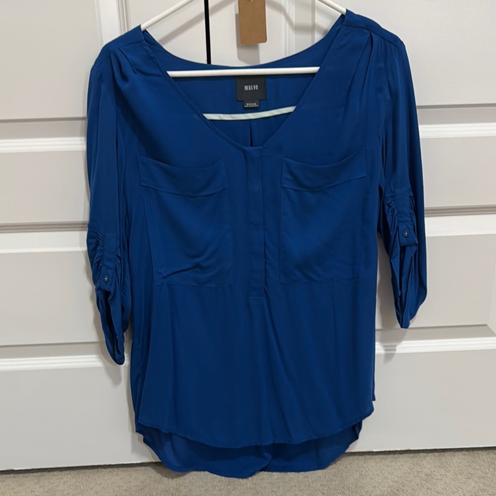 Maeve Blue V-Neck Blouse